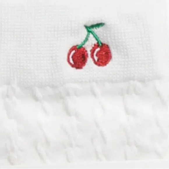 casa clara x Anthropologie Paulina White Embroidered Cherry Cable Knit Socks - Picture 3 of 8